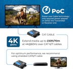 OREI 4K HDMI Extender Balun UltraHD 4K @ 60Hz 4:4:4 Over Single CAT6/7 Cable with HDR & IR Control-Ethernet Up to 165 ft- Power Over Cable (UHD-IPC165-K)