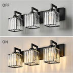 FDPBY Modern Bathroom Vanity Light 3-Lights Black Crystal Wall Lamp Bathroom Modern Crystal Vanity Lighting