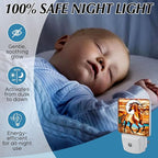 PODMemory Horse Stained Glass Night Lights Plug into Wall for Room, Horse Night Light LED for Bedroom