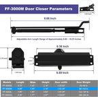 Jayseon Automatic Door Closers Commercial Door Closer for Home, Hydraulic Auto Closers Silent for Residential or Light Commercial, Aluminum Black
