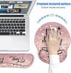 Keyboard Wrist Rest + Mouse Pad Wrist Support Set with Coasters, Today is a Good Day to Have a Good Day Inspirational Quote with Non-Slip PU Base Ergonomic Mousepad for Home Office Working Studying