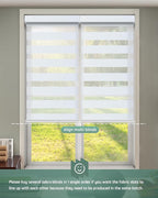 Yoolax Motorized Zebra Blinds Compatible with Alexa, Smart Dual Layer Shades with Privacy Light Control, Electric Horizontal Window Blind Customized Size for Home Office (White Matte)