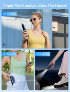 JISULIFE Handheld Mini Fan, 3 IN 1 USB Rechargeable Portable Fan [12-19 Working Hours] with Power Bank, Flashlight, Pocket Design for Travel/Summer/Concerts/Lash, Gifts for Women (Dark Blue)