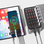 150W(30A) USB Charging Station, 30-Port USB C Charger Block, Multiple Desktop/Wall Fast Charger with Intelligent Protection Compatible with iPhone, iPad, Tablets, Smartphones