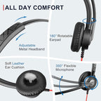 Callez USB Headset with Mic, Computer Headset with ENC Dual Noise Cancelling Microphone & MS Teams Call Button, Wired Mono Headphones for PC Laptop Mac Teams Zoom Home Office Work