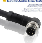 Lonlonty M8 Aviation Sensor Cable 4 Pin M8 Industrial Sensor Connector Shielded Cable,Field Assembly 8mm Connector A Coding Shielded 6.5Ft/2M (4-Pin,Right Angle,Male)