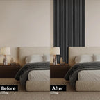 ARMURO Wood Panels for Wall - 2 Pack Black Panels for Wall Decor - Black Oak Wood Veneer Sound Absorbing Panel - Black Wall Panels 12.6" W x 94.5" L
