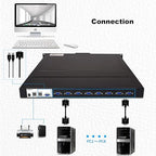 MT-VIKI Rack KVM Switch w/ 19'' LCD Monitor, Rackmount KVM Monitor Console Drawer+Keyboard+Touchpad+8 VGA Cable, Support OSD/Hotkey/Button Switch, 1280X1024@60H