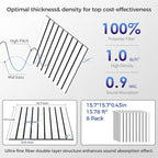 BSHEAD 8 Pack 2-Layer Large Soundproof Wall Panels, 15.7 x 15.7 x 0.43 in Sound Proof Foam Panels for Walls, 0.9lb/ft³ High Density, 3D Acoustic Panels,Artistic Noise Dampening Panels White&Black