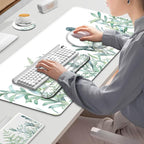 ToLuLu Desk Mat, XXL Large Mouse Pad Wrist Support Set，4 in1 Gaming Mousepad Desk Pad+ Ergonomic Mouse Pad with Wrist Rest + Keyboard Wrist Rest+Coaster for Home Office Computer Table, Green Grass