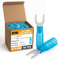 150PCS Blue Heat Shrink Fork Spade Connectors #10 – 16-14 AWG Tinned Copper Terminals, Waterproof Wire Crimp Kit for Automotive, Marine, Speaker & Electrical Wiring