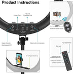 Hagibis 21 inch Ring Light with Stand Outer 55W 5600k Dimmable LED Light, Tripod Stand,and Phone Holder，Remote Controller,Carrying Bag ，CRI 97+ 2540lux, for Streaming Home Office Zoom Call Lighting