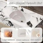 Fashionable Bathroom Vanity with Sink, Smart One-Click Defogging & LED Light, Bathroom Sink and Cabinet with Wave Striped Panel, Rockslab Countertop (Mirror Cabinet, 80IN)