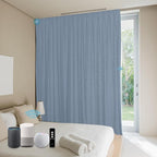 SmartWings Automatic Curtain Opener with Drapery, Motorized Vertical Blinds with Remote, Electric Closet Doors Sliding Panels Compatible with Alexa Google Homekit, 90% Blackout Sky Blue