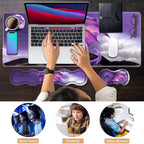Ergonomic Keyboard Wrist Rest & Mouse Pad Wrist Rest Set, Large XXL Gaming Desk Mat 31.5"x 11.8" with Memory Foam, Easy Typing Pain Relief for Office & Home, Purple Dragon