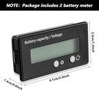 Frienda 2 Pieces Dc 12v 24v 36v 48v 60v 72v 84v Golf Cart Battery Meter with Alarm, Front Setting and Switch Key Battery Capacity Voltage Indicator Gauge Acid and Lithium Ion Indicator(Green)