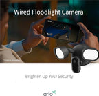 Arlo Wired Floodlight Camera, Home Security Camera with 2K Video and HDR, 2000 Lumens, Integrated Siren, Weather-Resistant, Color Night Vision, 160º Field of View, 2-Way Audio, Black (2025)