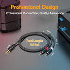 HOSONGIN RCA Y Splitter Cable, 6.6ft, 2 Pack, Gold-Plated, Noise-Free Durable Braided Audio Cable, 1 Male to 2 Male Adapter for Subwoofers, Amplifiers, TVs, Home Theater, Hi-Fi Systems