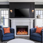 Electric Fireplace, 33" Electric Fireplace Inserts, Recessed Fireplace Heater with Remote Control, Adjustable Flame Colors, Timer&Overheating Protection, 750/1500W