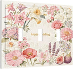 Bvtewkhz Floral Plant Watercolor Flowers 3 Gang Triple Toggle Decorative Outlet Covers Light Switch Plate Electrical Receptacle Switchplate For Bathroom Kitchen Bedroom