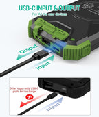 BLAVOR Solar Power Bank 10,000mAh, Portable Wireless Charger, 20W Fast Charging External Battery Pack with USB C for Cell Phones, Solar Panel Charging with Dual Flashlight for Camping