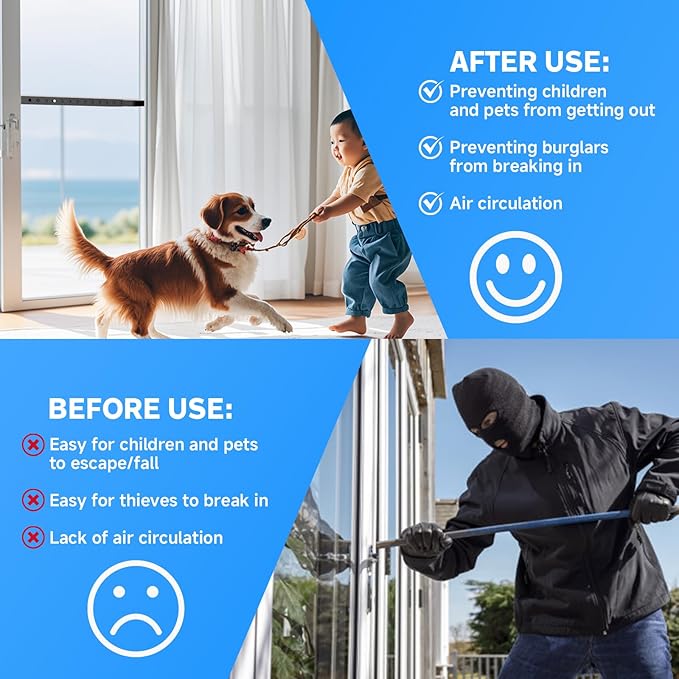 ZhouDaShu Adjustable Window Security Bars, Window Bars Security Inside Vertical, Window Bar Lock Prevent Burglary, Window Safety Bars for Children, Window Stick Extend from 16.3-29.3 in(Black -4 pcs)