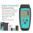 Non Contact RPM Tachometer with Large LCD Display for Precision RPM Measurement, 10 to 99,999 RPM Laser Photo Digital Tachometer RPM Gauge Meter with Reflection Tapes, MAX/MIN/LAST and Memory Function