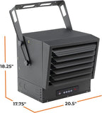 Comfort Zone 10,000W Hard-Wired Garage Heater – Industrial & Commercial Ceiling Mount, 240V Fan-Forced Heater with Remote, Digital Thermostat, Timer, 2 Heat Settings, Overheat Protection, Black