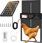 Automatic Chicken Coop Door Solar Powered, Aluminum Alloy Automatic Chicken Door with Large Size, 4 Modes, Timer & Light Sensor, Anti-Pinch Safety Design, LCD Display, Remote Control, Weatherproof