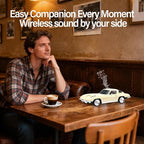 WSTER Retro American Style car Bluetooth Speaker, Portable Wireless Outdoor Speaker, TWS Stereo, Support USB/TF/AUX, Party Bluetooth Speaker with Microphone,Classic car Gifts for Men(Beige)