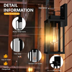 Kainozoic Motion Sensor Dawn to Dusk Outdoor Sensor Light Fixture Anti-Rust Exterior Wall Lighting Waterproof Outdoor Wall Lantern for Porch Patio Front Door Garage - 2 Pack