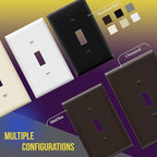 ENERLITES Toggle Light Switch Wall Plate, Gloss Finish, Midway Size 2-Gang 4.88" x 4.92", Unbreakable Polycarbonate Thermoplastic, UL Listed, 8812M-BR, Brown