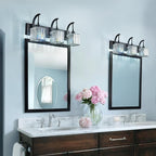 FDPBY Crystal Vanity Lights 3-Light Black Bathroom Vanity Lights Modern Crystal Bathroom Light Fixtures Over Mirror 23.62" Long Vanity Light for Bathroom