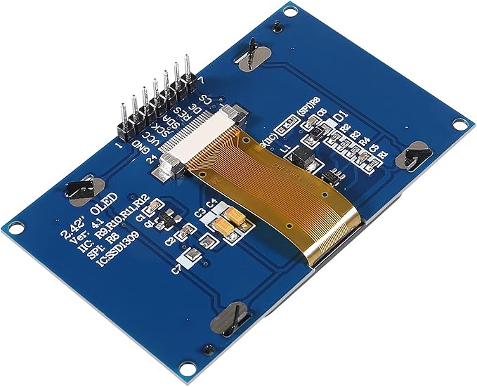 ACEIRMC 2.42 inch 128x64 OLED LCD Display Module SSD1309 7 Pin SPI/IIC I2C Serial Interface for Arduino UNO R3 (White)