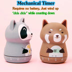 NUOSWEK Mechanical Kitchen Timer, Cute Animal Timer for Kids, Wind Up 60 Minutes Manual Countdown Timer for Classroom, Home, Study and Cooking (Brown Lesser Panda)