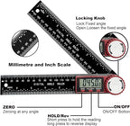 NORTOOLS Digital Angle Finder, 7 inch /200mm T-Bevel Protractor Ruler,Horizontal Vertical Bubble levels with Large LED Screen, 0-360° Measuring Tool,Suitable for Woodworking/Construction/DIY ﻿