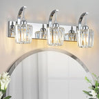 FDPBY Modern Bathroom Vanity Light, 3-Light Chrome Wall Sconce with Crystal Accents, Over Mirror Bathroom Lighting Fixture, 23.62" Long Dimmable Vanity Lamp for Makeup, Easy Installation