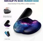 Gaming Mouse Pad, Large Desk Mat, Cute Desk Pad Protector, 4in1 XXL Mousepad + Keyboard Wrist Rest+Mouse Wrist Rest+Coaster Set with Ergonomic Desk Pad for Home Office Table Computer, Galaxy Space