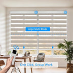COOLWINDS Motorized Zebra Blinds for Windows Cordless Electric Curtains with Remote Control Blackout Shades Custom Smart Blinds Compatible with Alexa Google Home(Roomdarking Caramel,W23 X 72in)