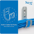 ICC 4-Inch Wall Mount J-Hook – 25-Pack, Cable Support Hooks with Retainer Clips, Galvanized Steel with Zinc Finish – for Structured Cabling and Cable Management