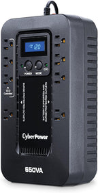 CyberPower EC650LCD Ecologic Battery Backup & Surge Protector UPS System, 650VA/390W, 8 Outlets, ECO Mode, Compact Uninterruptible Power Supply