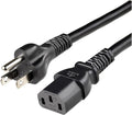Amazon Basics PC Power Cord, 12 feet, AC Power Cord for Monitor, Computer, TV, 3 Prong, 18 AWG, 125 Volts, Black