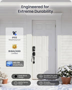 Veise VE027-H Built-in Wi-Fi Fingerprint Smart Deadbolt Lock with Handleset, App Remote & Voice Control, Keyless Entry Front Door Lock Set, Touchscreen Keypad, Auto-Lock, Easy Setup, Matte Black
