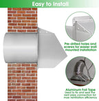 12 Inch Hooded Wall Vent with Screen and Damper,Outdoor Wall Exhaust Vent Cover Cap for Exterior HVAC Duct Industrial Facilities Kitchen Range Hood Dryer Ventilation and Air Exhaust,Stainless Steel