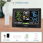 DreamSky Weather Station Indoor Outdoor Thermometer Wireless, Atomic Clock with Indoor Outdoor Temp, Date Day, Adjustable Backlight, Inside Outside Temperature Humidity Monitor for Home