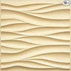 STICKGOO Wave Wall Panels for Interior Wall Decor, Light Oak 3D Wall Panels Accent Wall, Paintable 3D Wall Decor Covering Panels for Living Room Bedroom, Pack of 12 Tiles