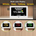 LXBYJKJ 10 Inch Digital Clock with Day and Date for Elderly Alzheimer's Clock Customizable Alarms 3 Display Modes Large Font Alarm Clock for Seniors Auto DST