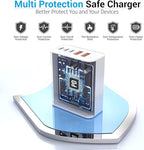 USB C Charger Block, 60W 5 Ports USBC Wall Charger Plug Fast Charging, iPhone Charger QC Multiport PD Adapter Chargers, Type C Box Brick Cube for iPhone 17 16 15 14 13 12 Pro Max,Samsung (White 1Pack)