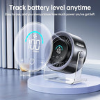 Coolhill USB Desk Fan for Bedroom: 100 Speeds Digital Display Quiet Table Fan with Turbo Airflow, 120° Rotating Small Rechargeable Battery Desktop Fans for Bedroom Home Office (Black)