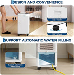 Portable Evaporative Air Cooler, 1.84Gal Touch Screen Cooler Fan with Remote Control, 3 Speeds 3 Modes LED Display, Ice Packs & Rolling Casters Included, Quiet 3-in-1 Cooling for Bedroom Home Office